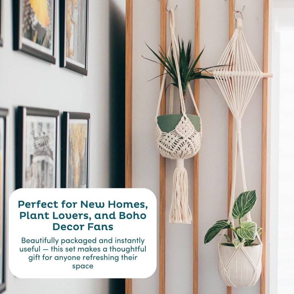 4 Pack Macrame Plant Hanger - Hanging Planters for Indoor Plants, Boho Plant Hol - Picture 8 of 8